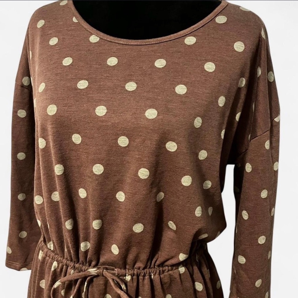 Riah Fashion Knit Dress, Plum with Grey Polka Dots, Size 2XL - Picture 3 of 6